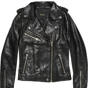 Maje Madone Black Leather Biker Jacket 38 Small Medium Moto Motorcycle 4 6